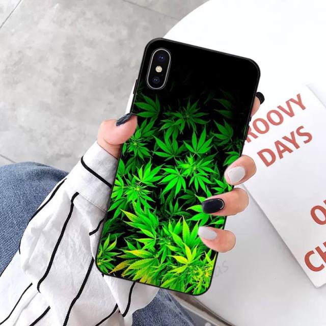 marijuana Silicone Black Phone Case