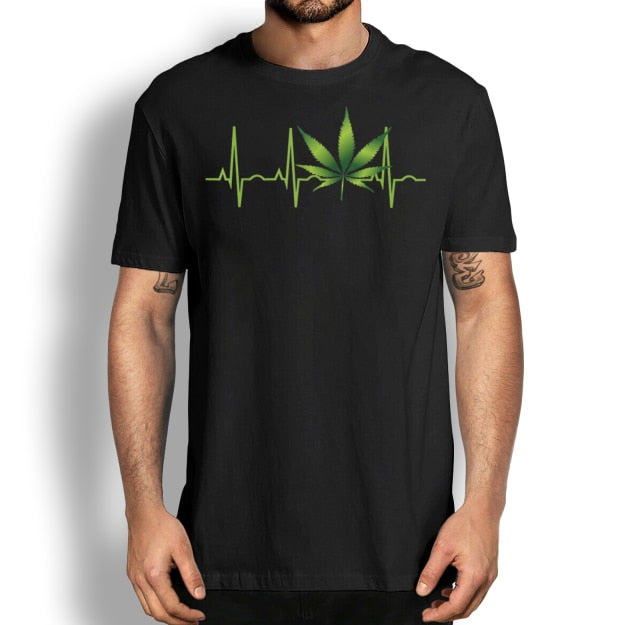 Marijuana Leaf Heartbeat T-Shirt
