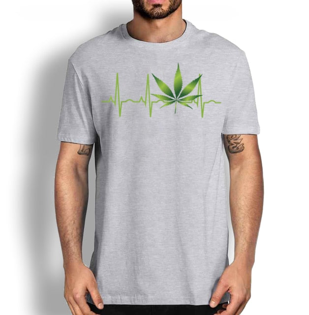 Marijuana Leaf Heartbeat T-Shirt