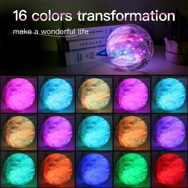 Moon Lamp Night Light Galaxy Lamp 16 Colors LED with Remote Control