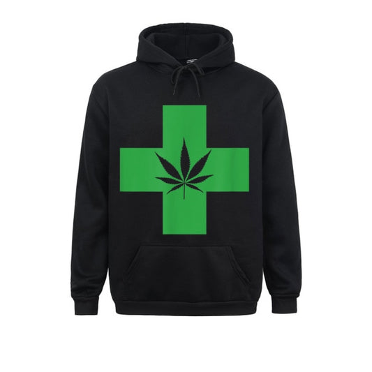 Green-Medical Cross Marijuana Hoodie