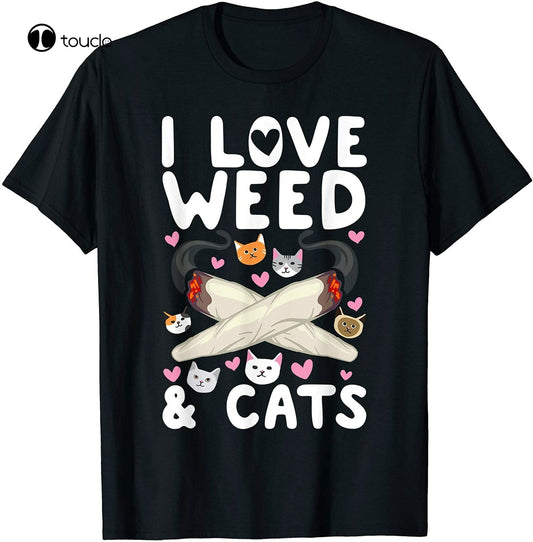 I Love Weed & Cats Shirt Cannabis Cat