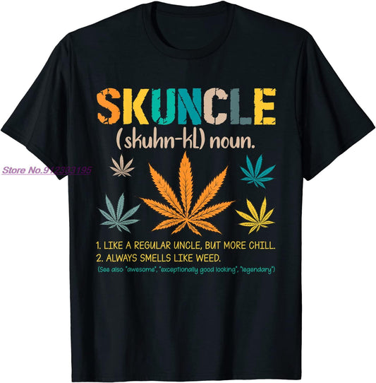 Skuncle Definition Funny Weed Pot Cannabis Stoner Uncle T-Shirt Custom 3D Printed Tops & Tees Hot Sale Cotton Men T Shirts