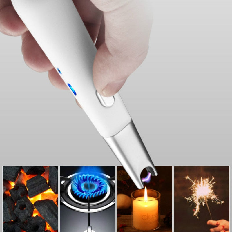 USB Kitchen Gas Stove Lighter Windproof Plasma Arc Flameless Electric Candle Lighters for BBQ Outdoor Blunt Holder